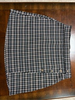 Hollister Black and White Plaid Button-Front Mini Skirt